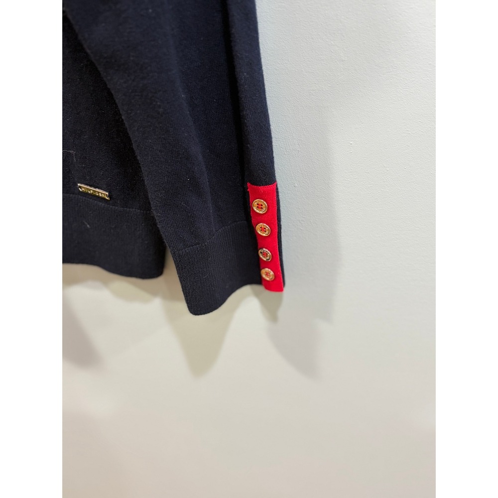 Tommy Hilfiger Womens Colorblock Turtleneck Sweater Navy Blue Red White Large - Picture 6 of 8